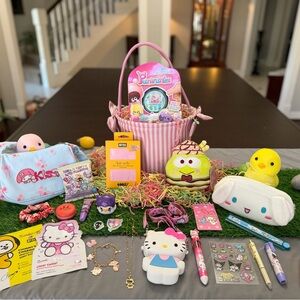 Sanrio Easter Basket Hello Kitty Kuromi Cinnamoroll Kawaii Gift Set